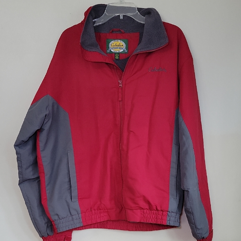Cabela's Jacket‎ Red/Grey Men's L/L Tall Fleece Lined